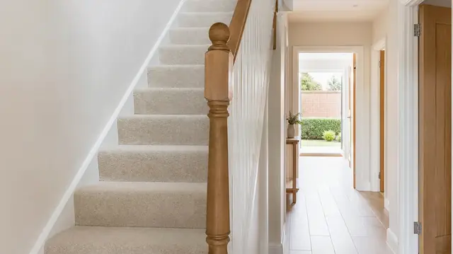 A cleaned stair carpet in a Egham home